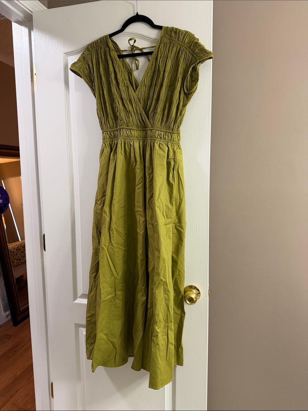 THML Olive Green Wrap-Style Maxi Dress